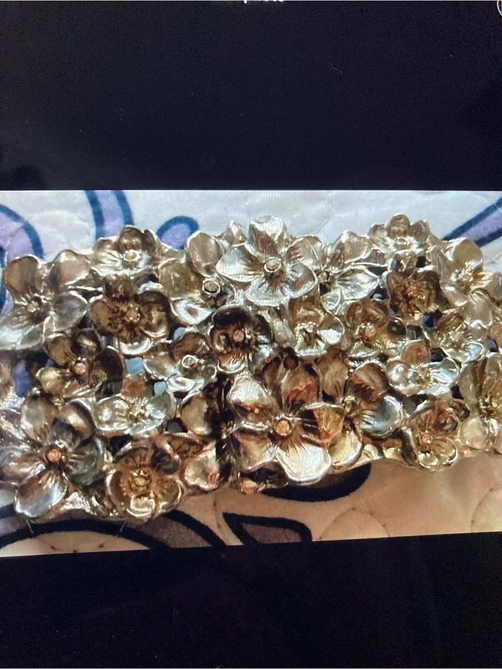 Accesocraft NYC Gold Floral Statement Belt Buckle Vintage 80s Double Sided